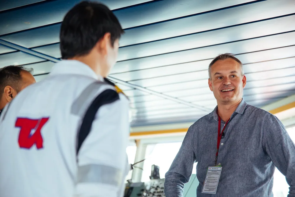 Kenneth Hvid, chief executive of Teekay Corp and spin-off Teekay Tankers, visits the vessel Erik Spirit in October 2024.
