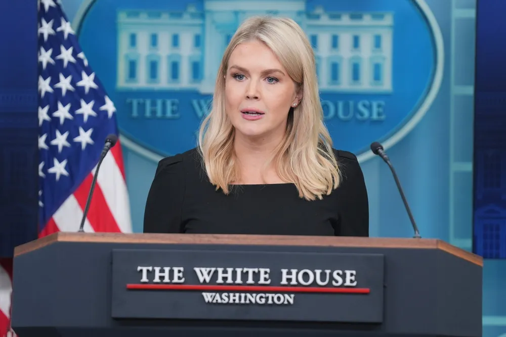 Pressesekretær Karoline Leavitt i Det hvite hus delte Trumps mening om Iran under en pressekonferanse torsdag.