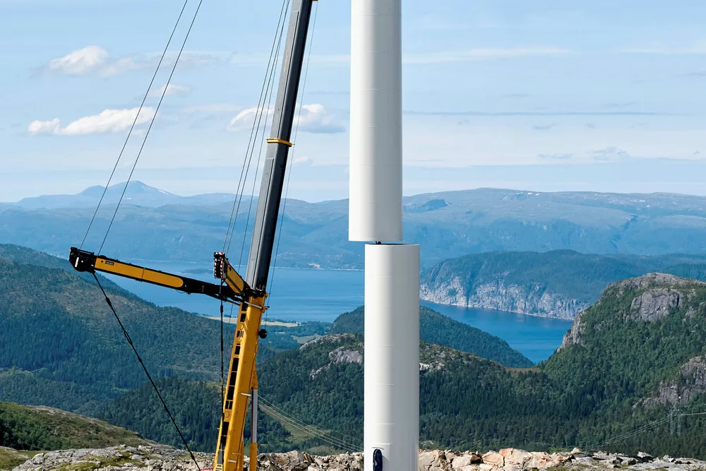 The final turbine at the 1GW Fosen complex being installed.