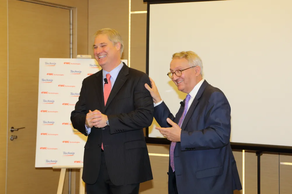 Approval: Technip and FMC CEOs Doug Pferdehirt (L) and Thierry Pilenko