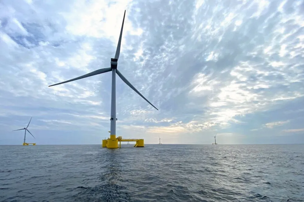 Floating wind turbines off Scotland.