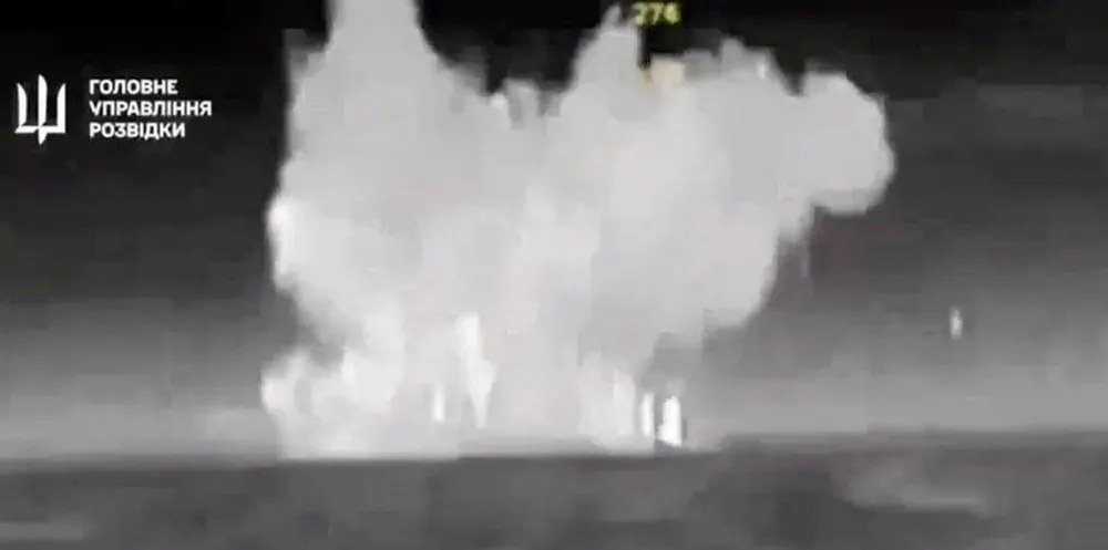 An screenshot of a video from Ukraine’s intelligence service purports to show the strike on the Ivanovets. The Russian guided missile ship sank.
