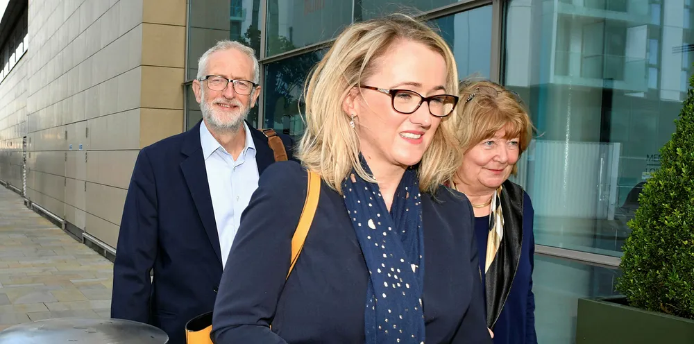 Rebecca Long Bailey with Labour leader Jeremy Corbyn.