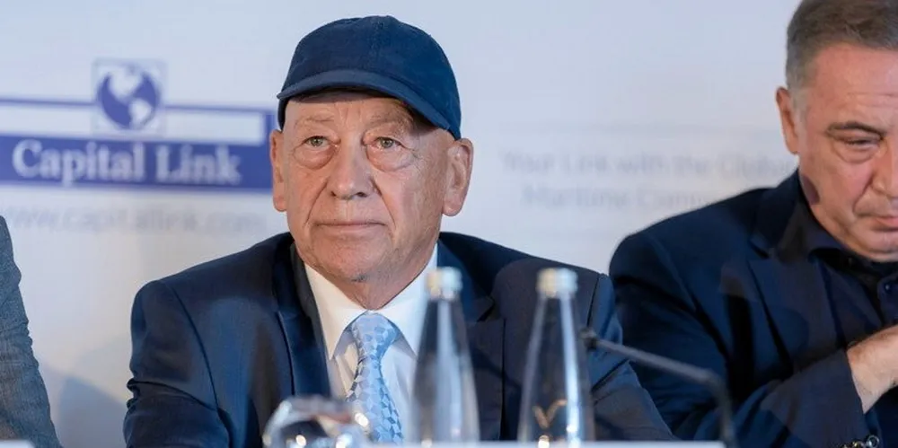 Dynagas LNG Partners chairman George Procopiou appears at the Capital Link Maritime Leaders Summit during Posidonia 2022.