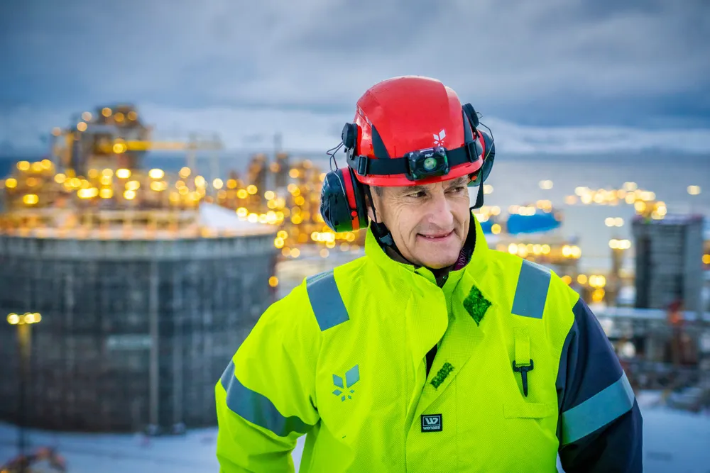 Norwegian prime minister Jonas Gahr Store on a visit to Hammerfest.