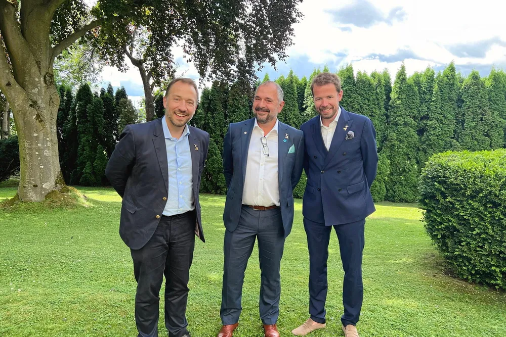 Fropm left: EDF Renewables executive vice president for international operations Frederic Belloy, Moreld Ocean Wind’s Wolfgang Wandl and Deep Wind Offshore chief executive Knut Vassbotn.
