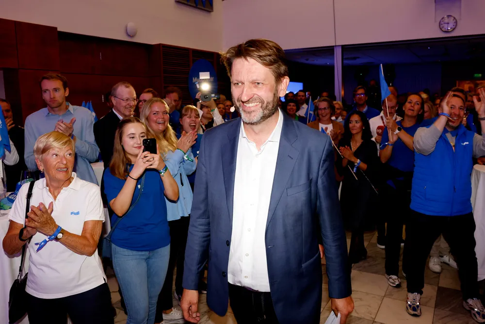 Eirik Lae Solberg på Høyres valgvake mandag kveld.