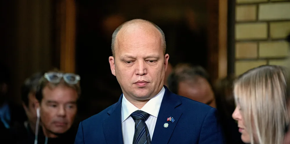 Finansminister Trygve Slagsvold Vedum - her under fremleggelse av statsbudsjettet 2023 på Stortinget.