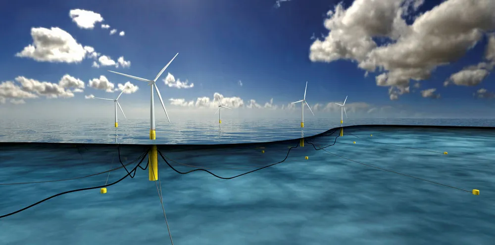 Early computer rendering of Equinor's 30MW Hywind Scotland project, the world's first floating wind array