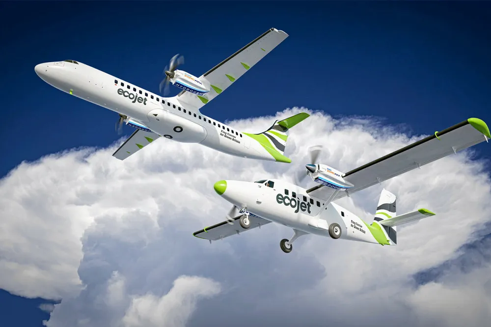 Projection of Ecojet hydrogen-powered plane.