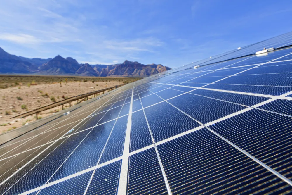 Solar panels in the Mojave Desert, California.