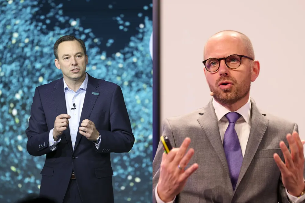 GE Vernova CEO Scott Strazik (right) and Siemens Energy chief Christian Bruch.