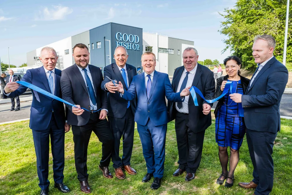 Pictured (L–R): Minister of State for Fisheries and the Marine, Timmy Dooley; Donagh Good, Good Fish; Commissioner Costas Kadis, European Commissioner for Fisheries; EU Commissioner Michael McGrath; Denis Good, Good Fish; Charlina Vitcheva, Director-General, DG MARE, European Commission; and TD Seamus McGrath.