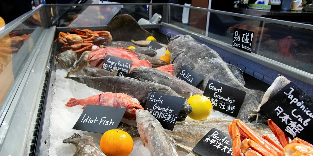 Smart-looking booth, not-so-smart fish.