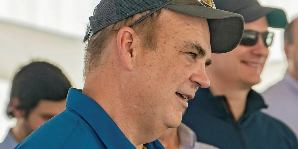 Glenn Cooke at the 2019 at christening of Omega Protein vessel Southern Star.