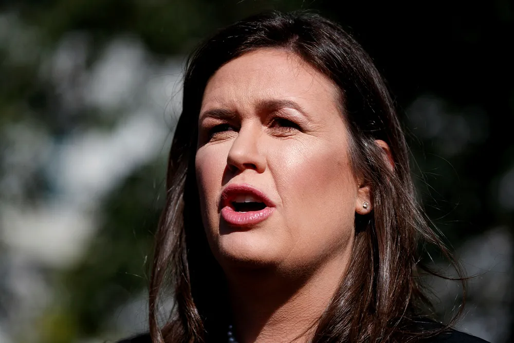 Sarah Sanders, her fra en av hennes siste dager på jobb som pressetalskvinne for USAs president Donald Trump i juni. Foto: Evan Vucci / AP / NTB scanpix