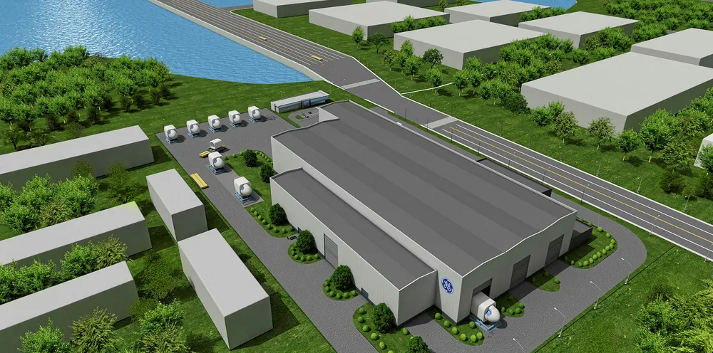 Rendering of GE Renewable Energy's planned Jieyang offshore wind turbine factory in China