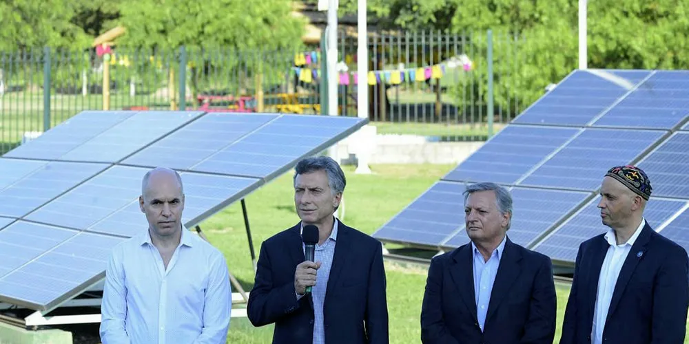 President Mauricio Macri at a ceremony to mark the signing of the first Argentine contracts.