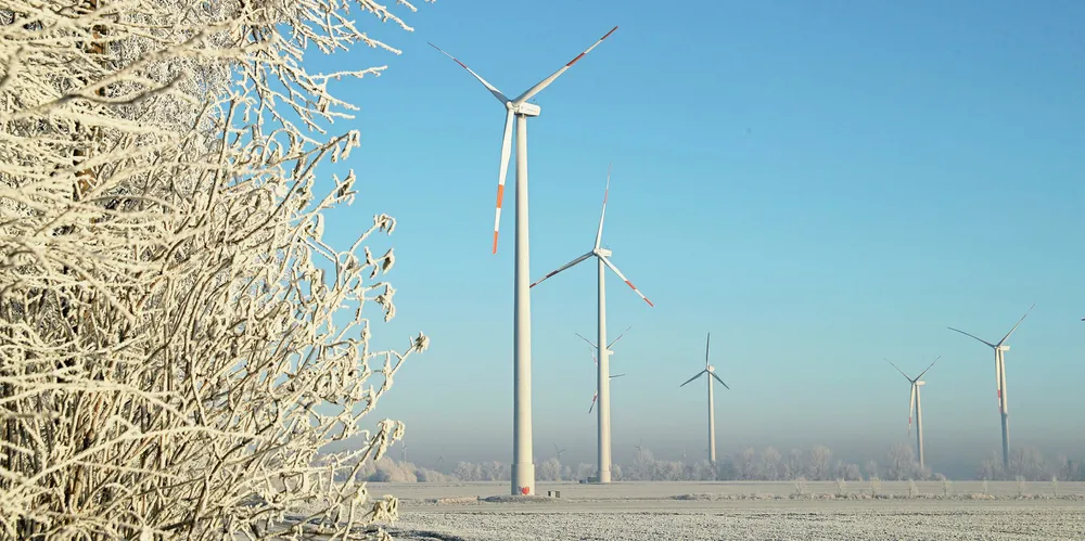 Wind turbines in the German winter