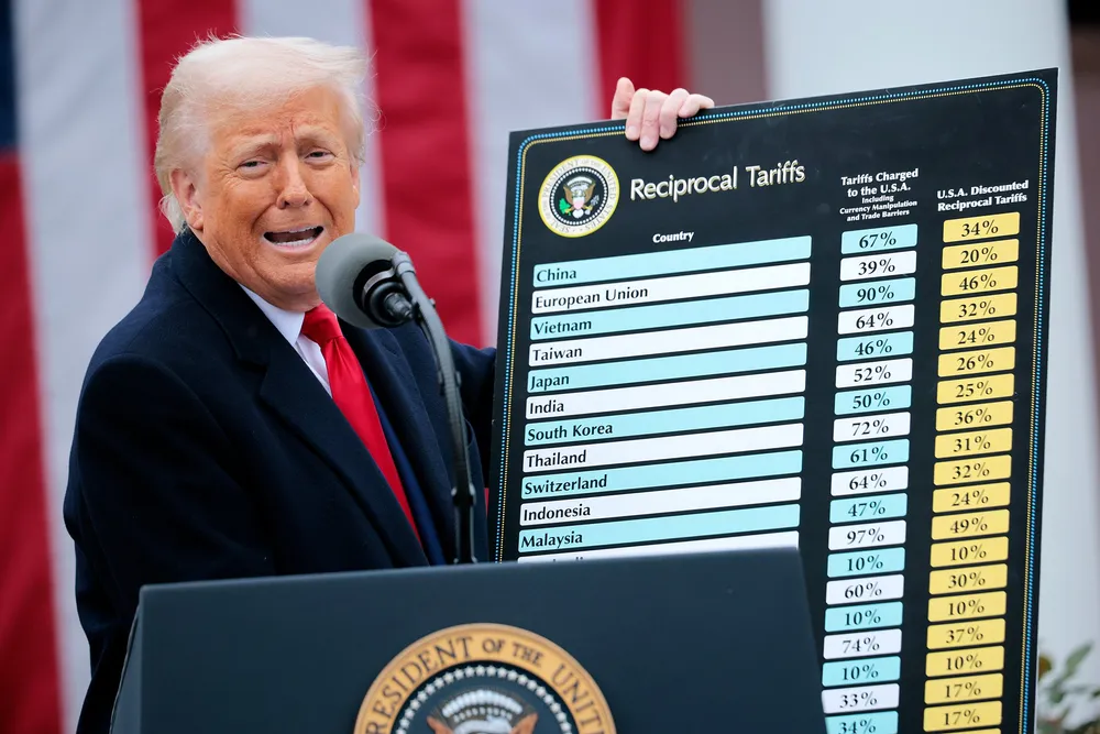 President Donald Trump holds up a table of US tariffs during his announcement of the trade barriers at The White House Rose Garden last Wednesday.