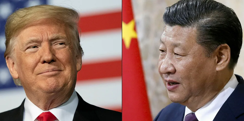 China's President Xi Jinping (R) and US President Donald Trump.