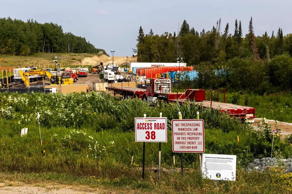 Conduit: Sections of the Enbridge Line 3 pipeline under construction in Minnesota