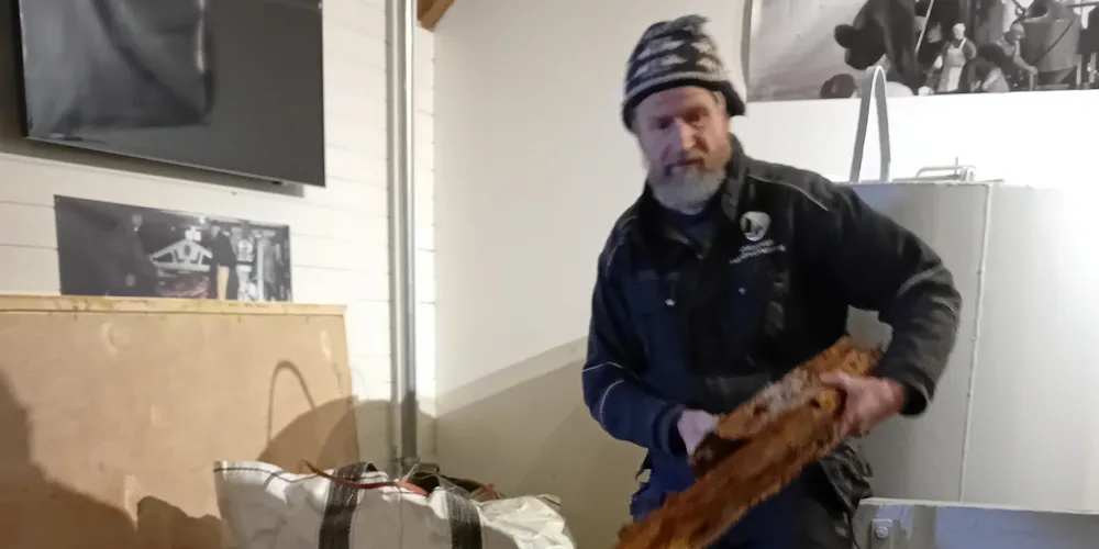 Morten Hesthammer studerer vrakfunnet ishavsskuten Brattind. 14 mennesker forsvant i forliset