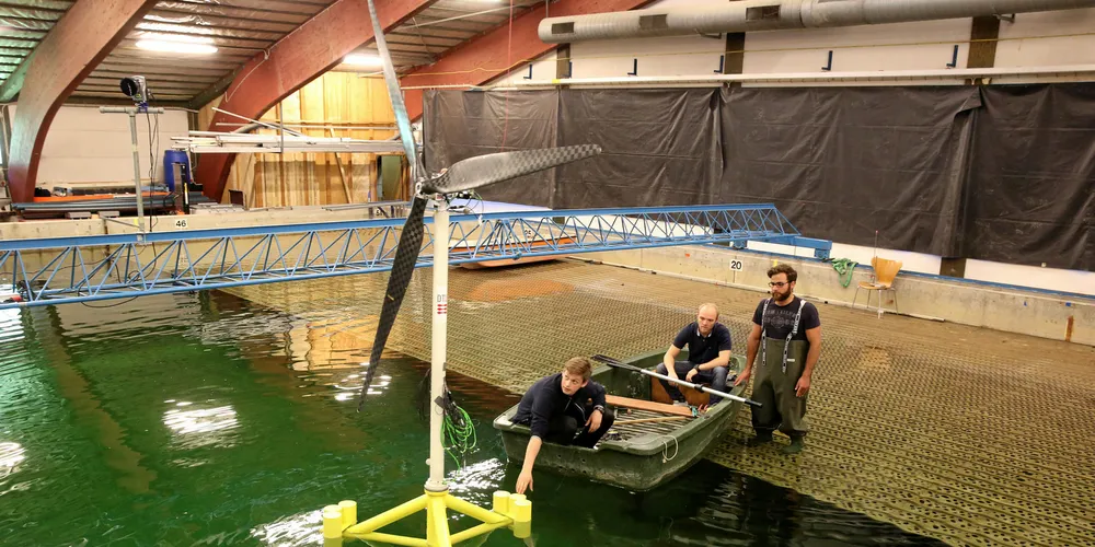 The Stiesdal design undergoes tank tests in Denmark. Pic: Henrik Stiesdal