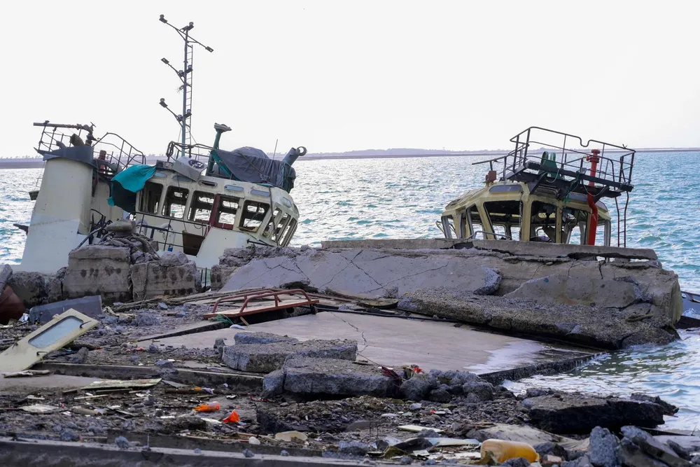 Destruction at Hodeidah after an Israeli attack.