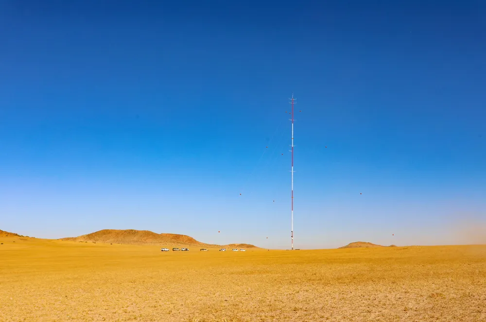 One of the 11 met masts at the project site.