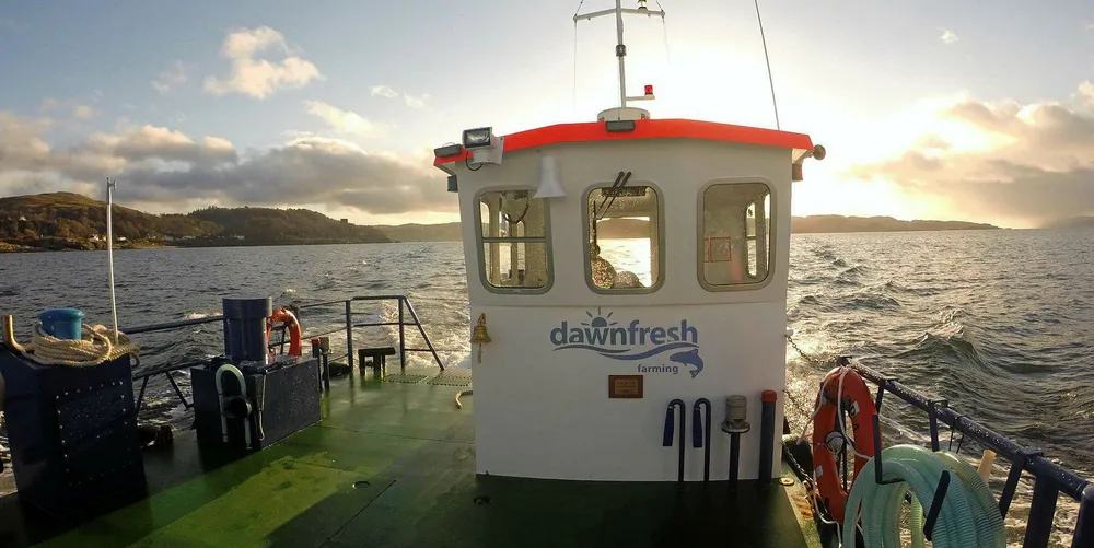 Dawnfresh Seafoods boat, the Falls of Lora in Loch Etive.