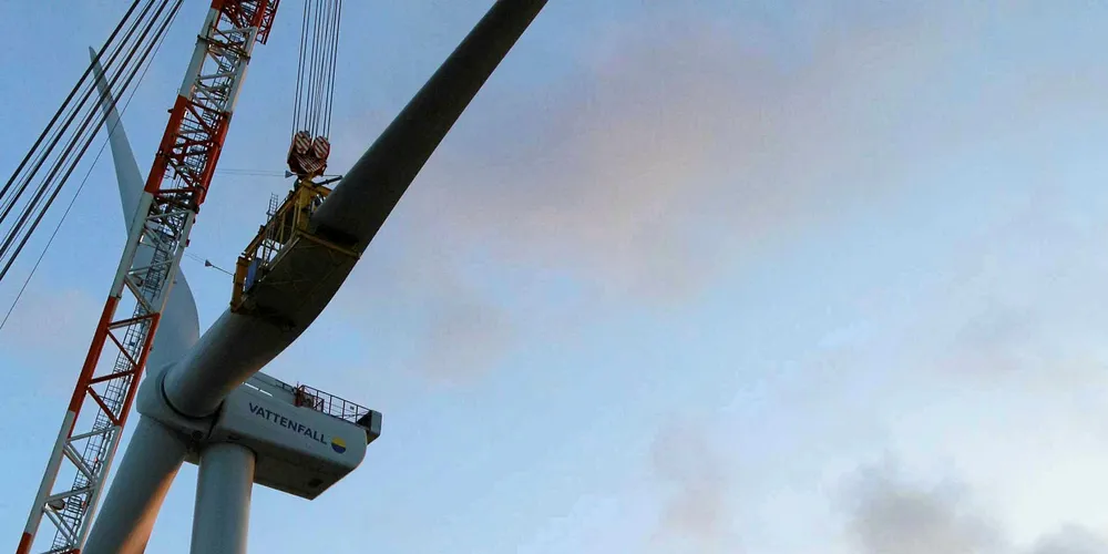 The first MHI Vestas turbine is added at Vattenfall's Horns Rev 3.