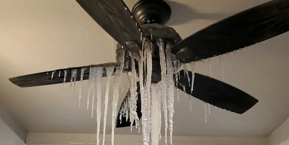 A very frozen ceiling fan in Dallas, Texas, earlier this month