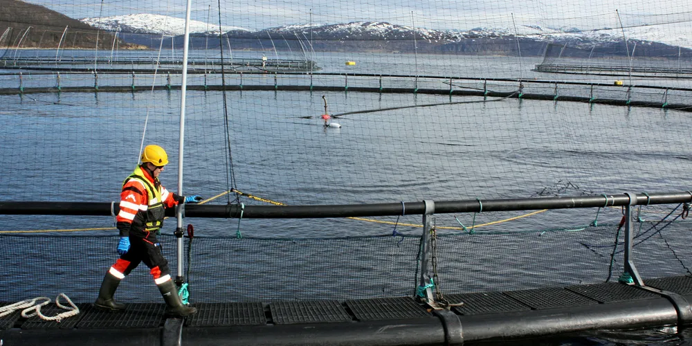 SalMar Nord farm in the Lenvik region near Senja, Norway.
