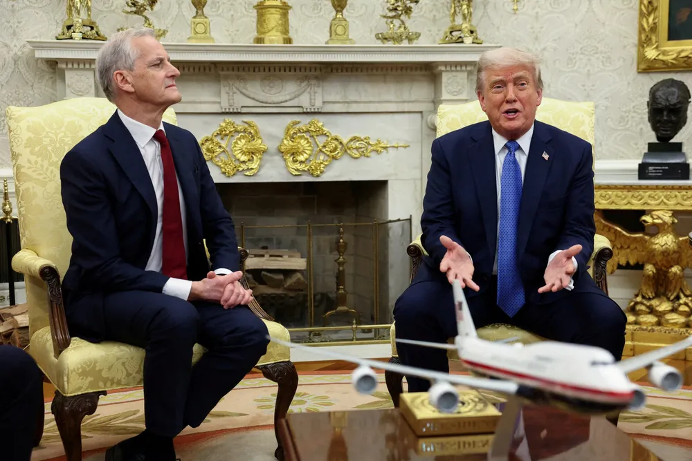 USAs president Donald Trump og statsminister Jonas Gahr Støre i Det hvite hus denne uken.