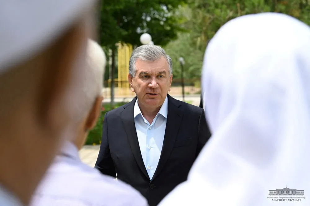 Response: Uzbekistan President Shavkat Mirziyoyev meets residents in Nukus, the capital of Karakalpakstan, earlier in July