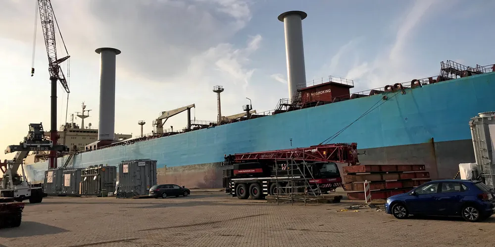 Norsepower's only tanker deal so far was its installation of rotor sails on Maersk Tankers' 109,647-dwt Maersk Pelican (built 2008, now Epanastasea). The ship has already sold twice.