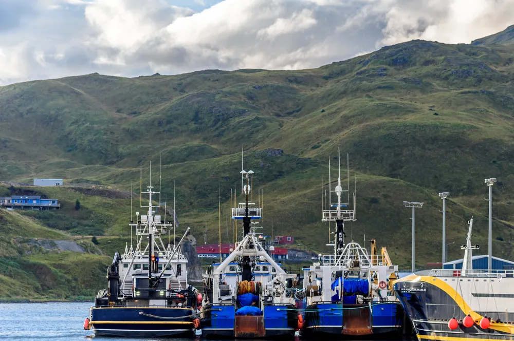 Fishing boats in Dutch Harbor, Alaska.