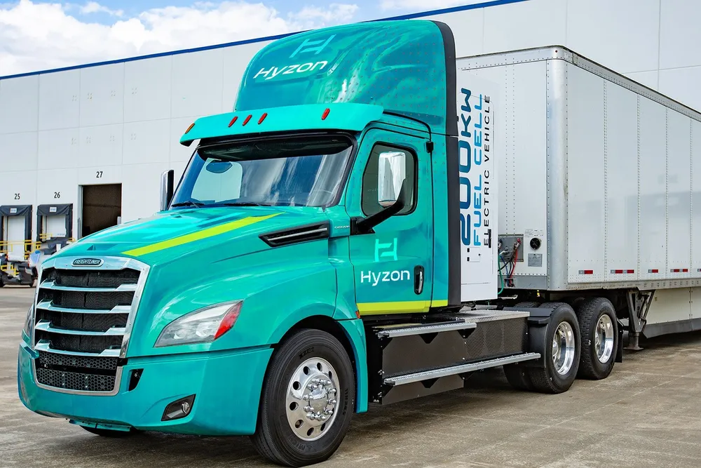 A promotional image of a Class 8 Hyzon truck