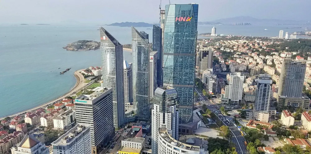 The city of Qingdao, off Shandong.