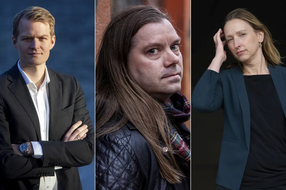 Sjeføkonomene varsler fortsatt stor usikkerhet for norsk økonomi neste år. Fra venstre Kjetil Martinsen, Marius Gonsholt Hov og Kjersti Haugland.
