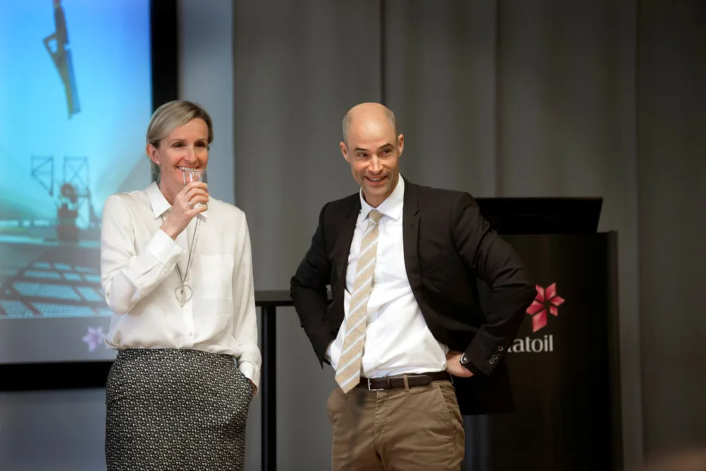 Statoils fornybardirektør Irene Rummelhoff og hennes vind- og karbonfangstsjef Stephen Bull drømmer om å lage grønt hydrogen direkte fra naturgass. Foto: Per Ståle Bugjerde