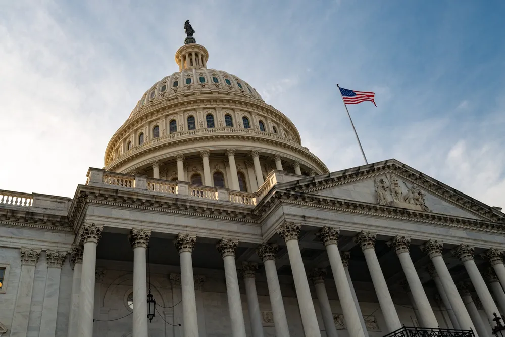 The US Capitol building in Washington DC, the home of the US Congress.