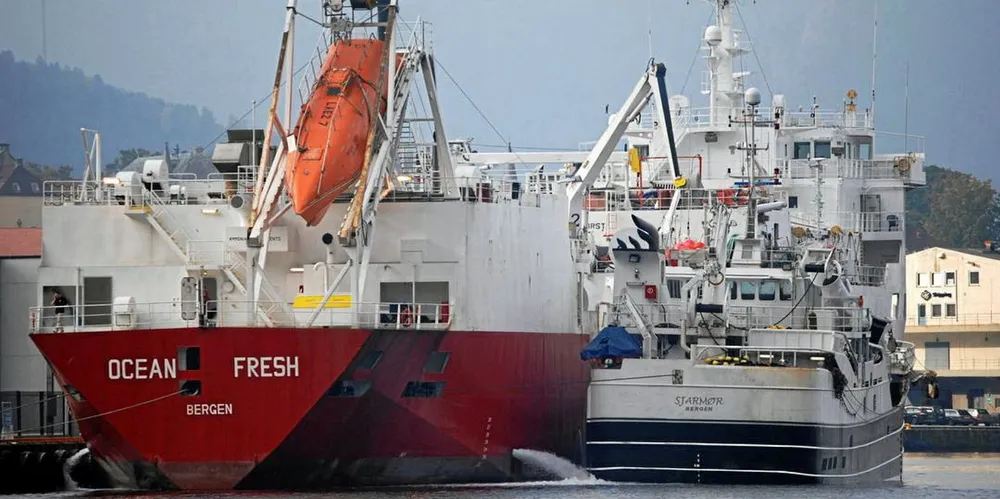 Fabrikkskipet «Ocean Fresh» ved Bontelabo i Bergen i 2013.