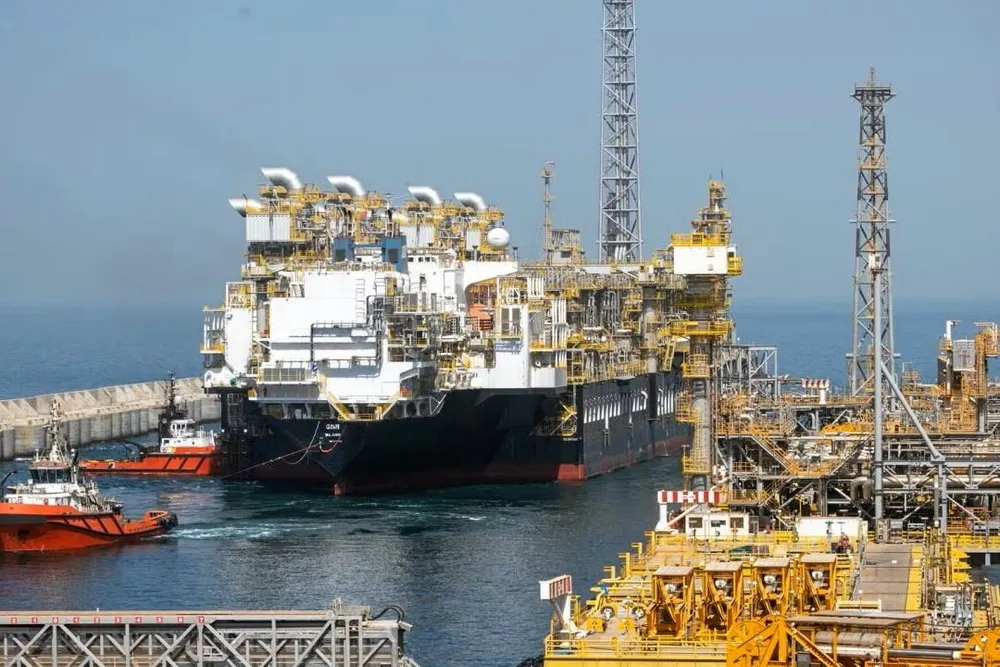 Golar LNG's Gimi FLNG vessel at the hub of BP's Greater Tortue Ahmeyim project on the maritime boundary of Senegal and Mauritania.