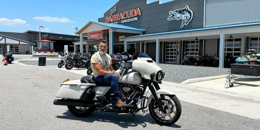 Juan Carlos Libreros astride his dream machine.