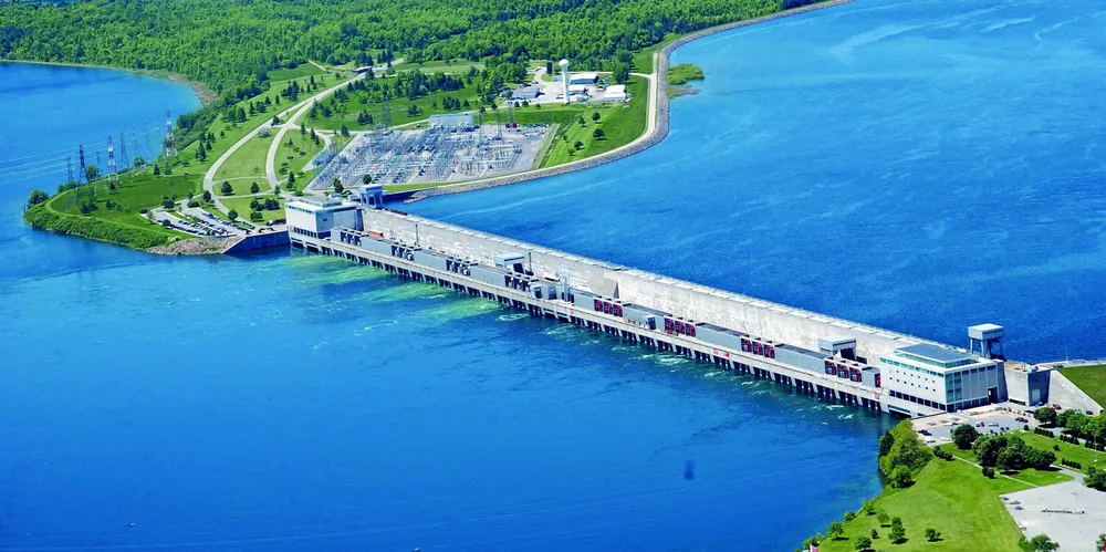An aerial view of the St Lawrence hydropower plant that will supply the green power to the hydrogen project.