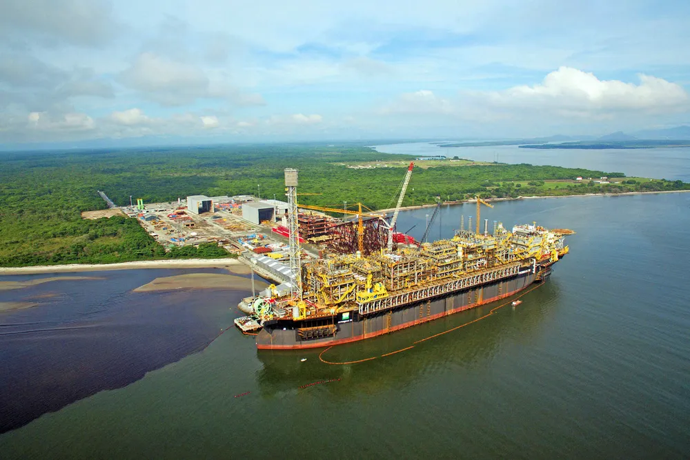 Under construction: the P-76 FPSO at Techint's shipyard in Pontal do Parana