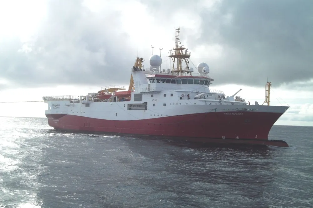 Polar Duchess: Dolphin Geophysical's seismic vessel (abive) has been contracted for a 3D shoot off Seychelles