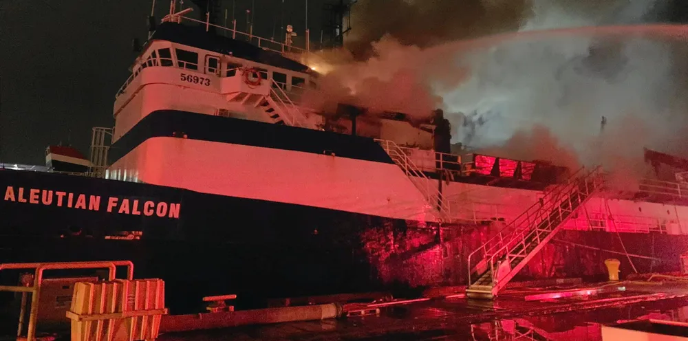 A fire rendered a Trident-owned vessel a total loss.